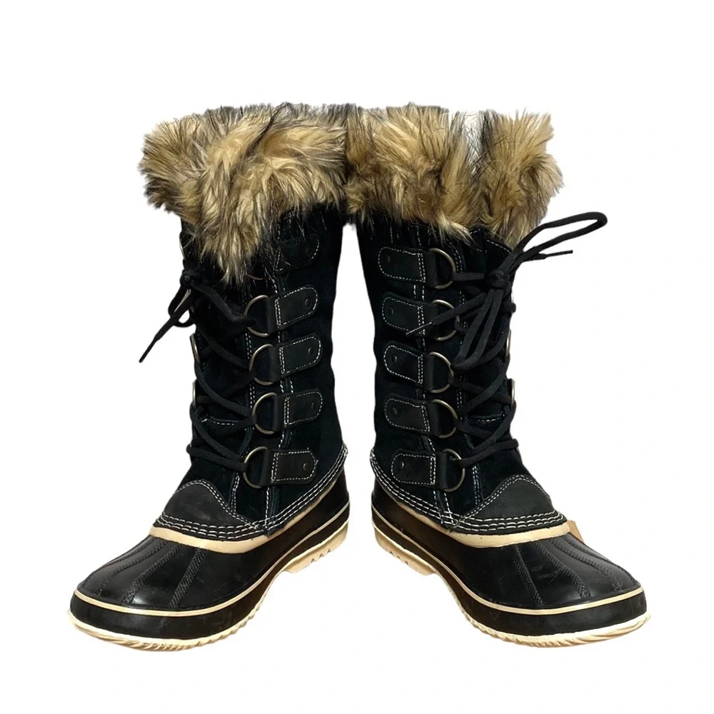 Sorel Joan of Arctic Faux Fur Suede Waterproof Warm Lace-Up Snow Boots 8